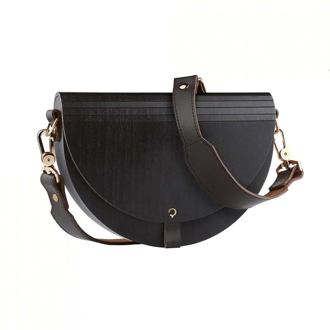 木製ハンドバッグ Wooden Handbag - Luna - Black Maple