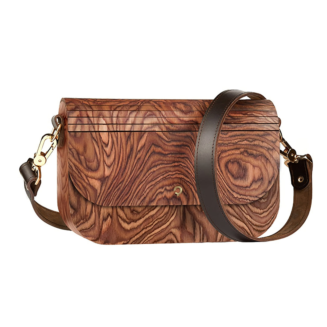 木製ハンドバッグ Wooden Handbag - Groove - Muscato